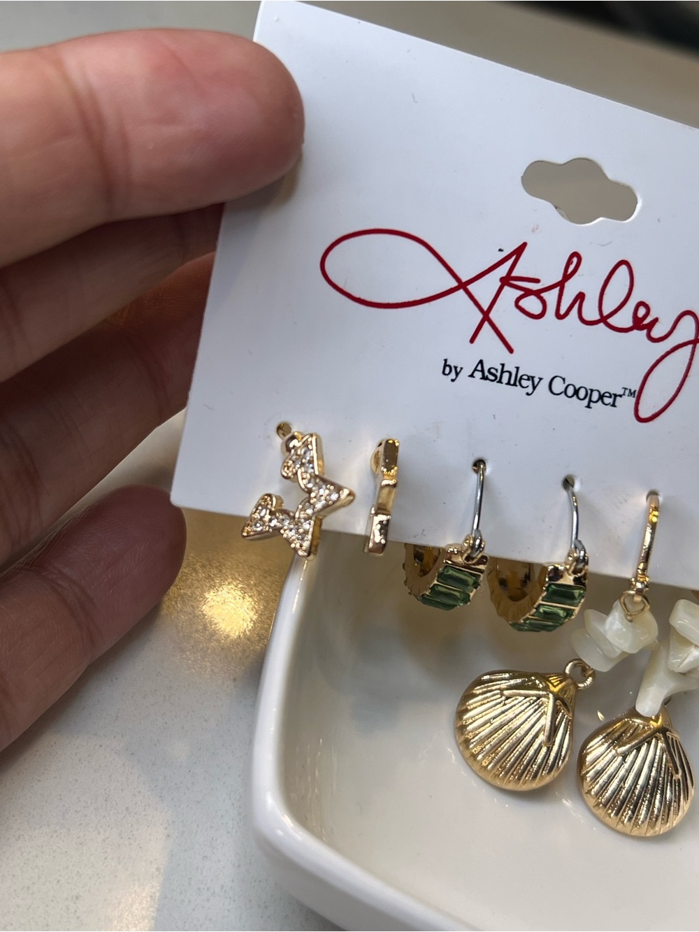 Ashley Cooper NWT Gold Tone 3-Pair Earrings Set - Picture 2 of 4